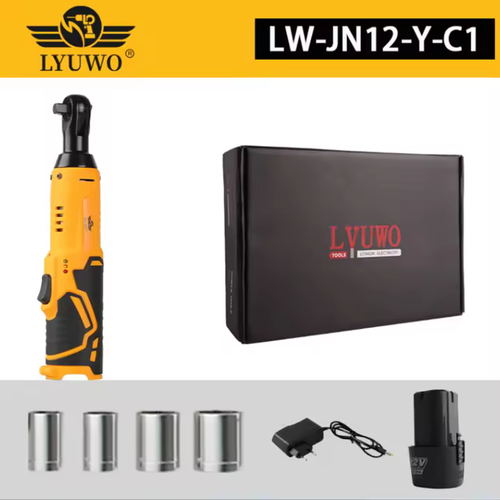 Llave Eléctrica LYUWO 45NM Con Destornillador Y 4 Soportes Angulares Herramienta De Mantenimiento De Coches 3/8 Ratchett Para DIY En El Hogar - 1