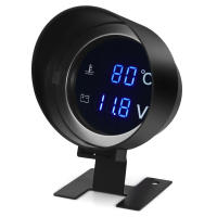 Gauge Digital Led Azul Redondo Para Coche Camión Medidor De Temperatura Y Voltaje 2 En 1 12V 24V Sensor De Temperatura Del Agua Con Voltímetro - details 7