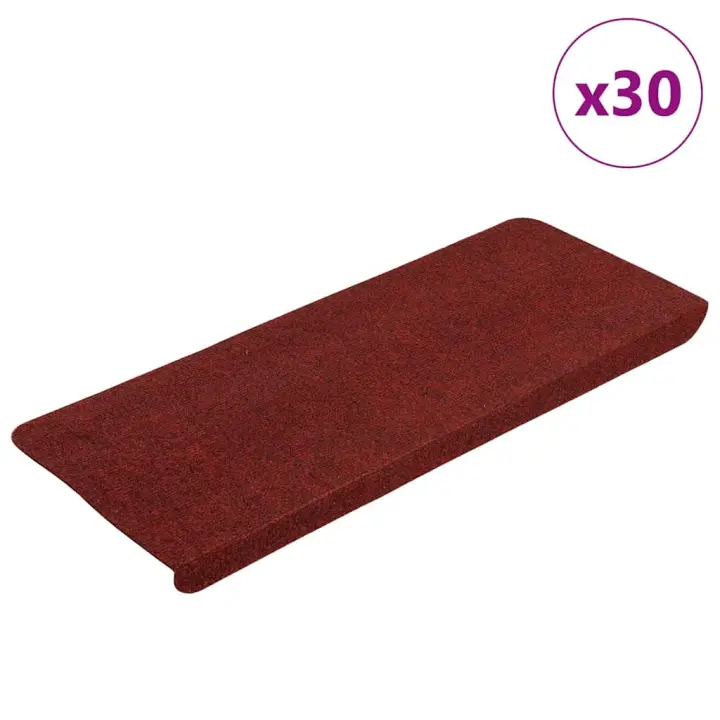 vidaXL Alfombrilla autoadhesiva escalera 30 uds rojo 65x24,5x3,5 cm - 1