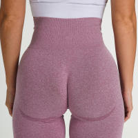 Leggings De Yoga Para Mujer En Color Rosa Lila Y Rosa Sólido Elasticidad Y Comodidad Para Gimnasio Y Fitness Contorno Curvo Sin Costuras - details 1