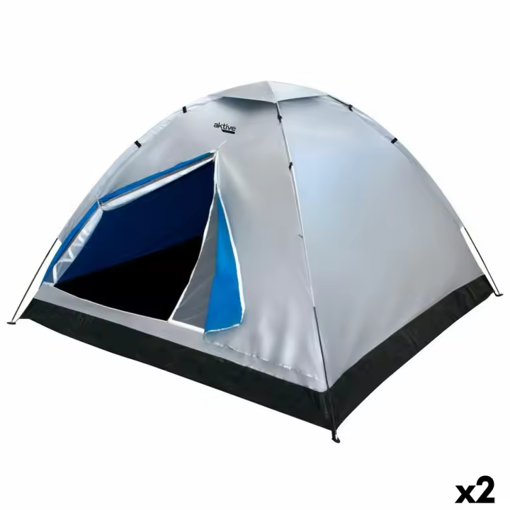 Tienda de Campaña Aktive 4 personas 205 x 130 x 205 cm (2 Unidades) - 1