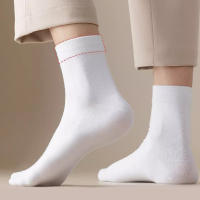 10 Pares De Calcetines Clásicos Negros Y Blancos De Longitud Media Cómodos Y Sencillos Para Mujer Calcetines Casuales De Poliéster - details 5