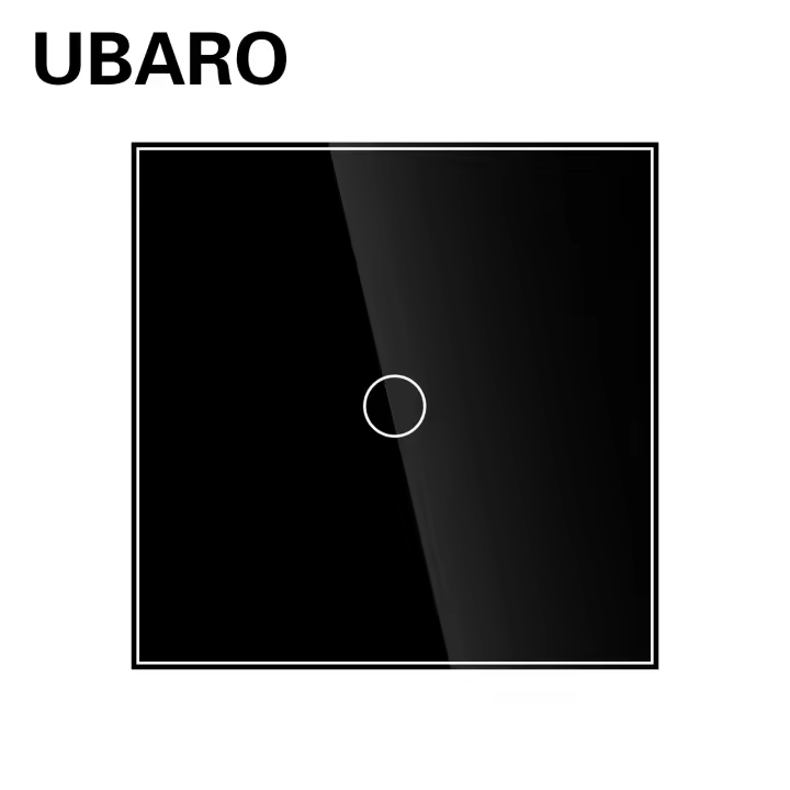Interruptor de luz de pared, vidrio templado, pantalla táctil, 86 mm, instalación empotrada, negro, interruptor no inteligente - 1