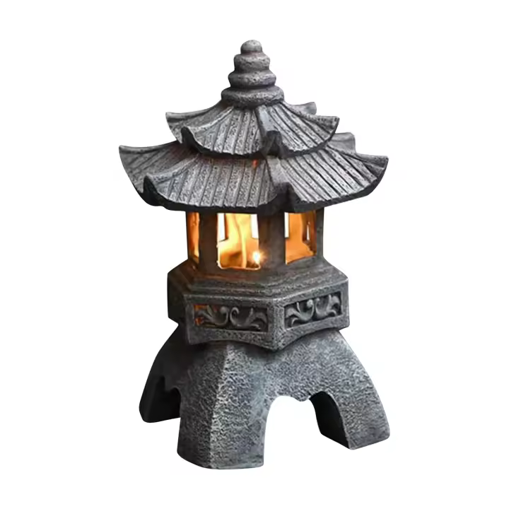 Estatua De Pagoda Solar Para Jardín Exterior Decoración Zen Con Luz LED Saltarina Luces De Jardín De Resina Estilo Japonés - 1