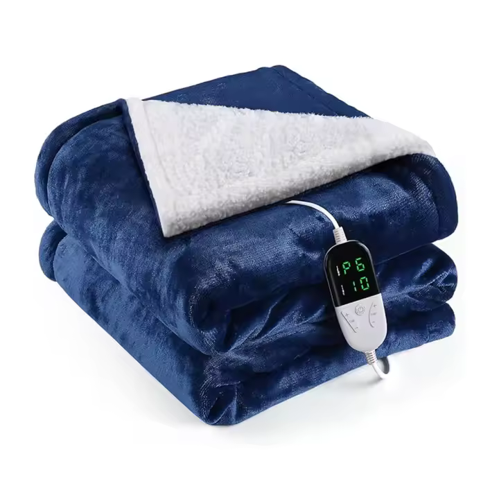 Manta Electrica 127x152cm, Temporizador de 10 Horas Y 6 Grados de Calefacción, Apagado Automático, Lavable a Máquina, Mando a Distancia Digital Manta Termica- Azul - 1