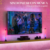HOMCOM Conjunto de Lámparas de Mesa Inteligente Lámparas de Mesa LED con Control Remoto App Bluetooth Sincronización con Música y Temporizador para Salón Sala de Juegos Dormitorio Blanco - details 3