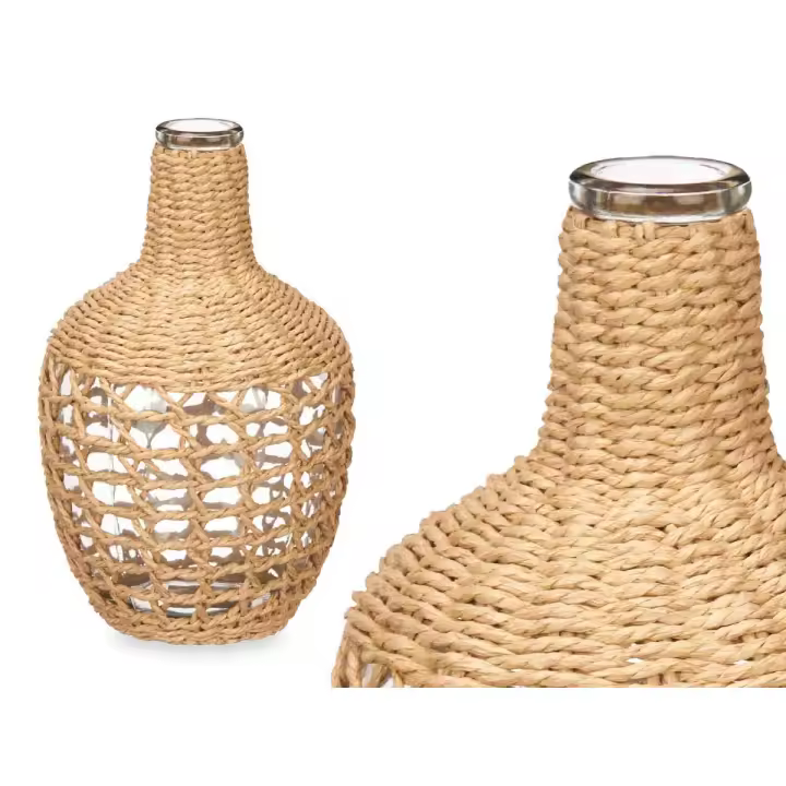 GIFTDECOR - Damajuana Vidrio 25 Cm Esparto - Jarrón Decorativo de Vidrio - Gran Calidad - 1