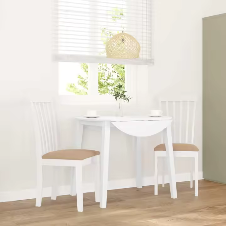 vidaXL Sillas de comedor con cojines 2uds madera maciza caucho en color Blanco y marrón/Natural y crema/Blanco y más | cómodas modernas ergonómicas para comedor cocina salón hogar - 1
