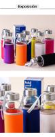 Pack de 6 a 24 unidades de Botellas de agua de cristal, con funda protectora, 8 colores diferentes, Regalos para niños, Detalles comuniones para invitados, Detalles de boda para niños.  Regalantes.com - details 3