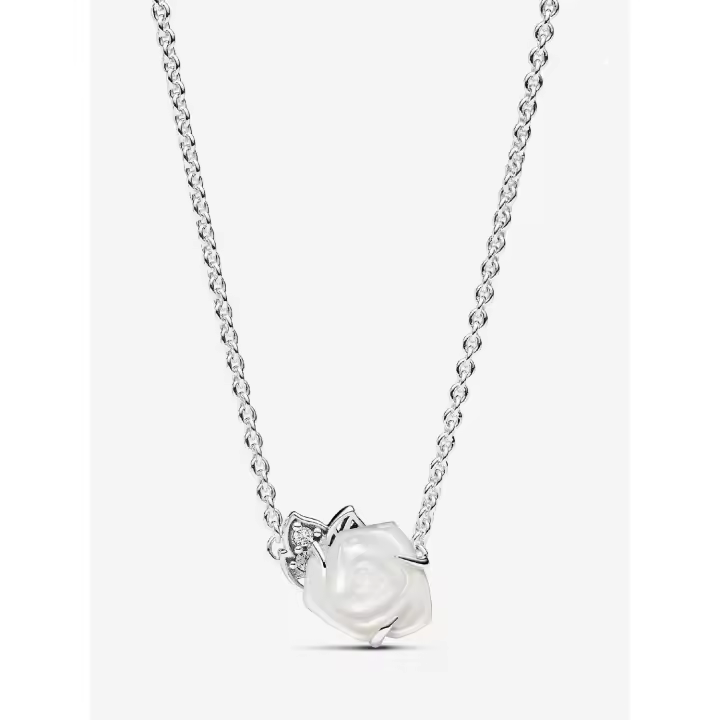 Pandora - Collar con Collar de Rosa Blanca en Flor-Plata de Lei - 1