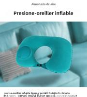 Almohada De Viaje U Formada Inflable Suave Portátil Para Dormir En Avión Tren O Oficina Almohada De Cuello Reutilizable De Peluche - details 0