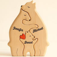 Puzzle De Madera Con Tema De Familia De Oso DIY Decoración Para Escritorio Regalo Para Día De La Madre Figura De Oso Familiar Bonita Y Creativa - details 5