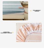 Juego De Sábanas Fitted Con Estampado Rayado De 3 Piezas - Suave Y Transpirable - Incluye 1 Sábana Fitted Y 2 Fundas Para Cojines Para Un Sueño Cómodo - details 7