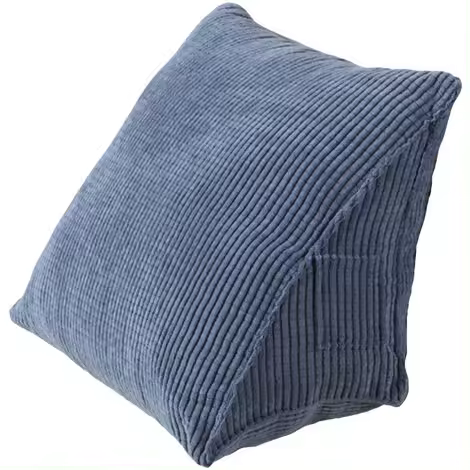 Almohada Triangular Portátil con Bolsillo y Cremallera - Respaldo de Cuña - Apoyo para la Espalda - Pequeña Almohada para Oficina, Hogar, Cama, Sofá - Azul - 1