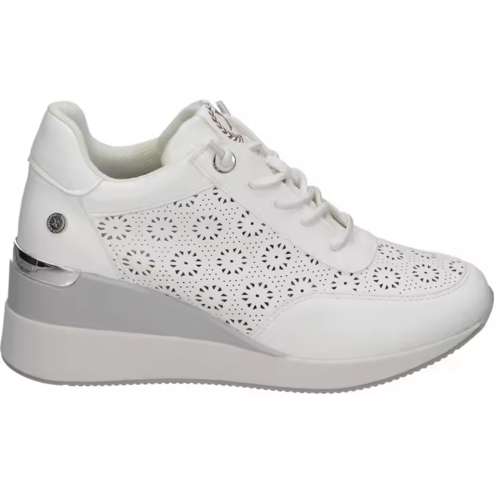 XTI | Zapatos con Cuña XTI para Mujer – Zapatos en Color Blanco – Zapatos con Cordones – Cuña Media y Cómoda – Estilo Casual – Cómodos y Versátiles – Modelo 143776 - 1