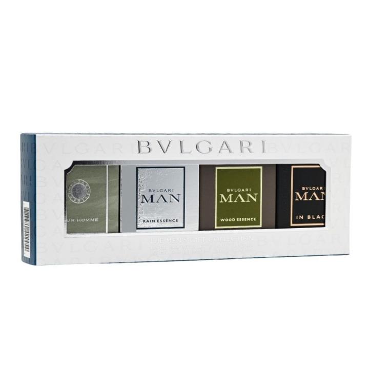 Bvlgari - Homme Colección de Miniaturas 4 x 5 ml | Pour Homme EDT, Rain Essence EDP, Wood Essence EDP, Man in Black… — oferta en Miravia