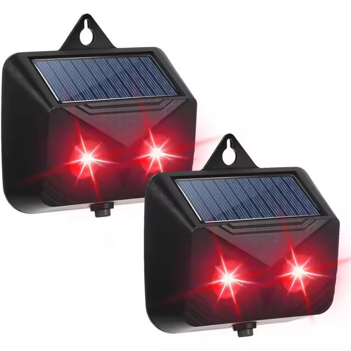 ZVD Depredador con energía solar con dos luces rojas intermitentes, repelente de luz de depredador, repelente de animales, para control de animales nocturnos, con energía solar - 1