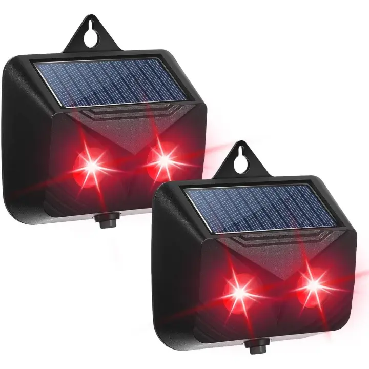 ZVD Depredador con energía solar con dos luces rojas intermitentes, repelente de luz de depredador, repelente de animales, para control de animales nocturnos, con energía solar - 1