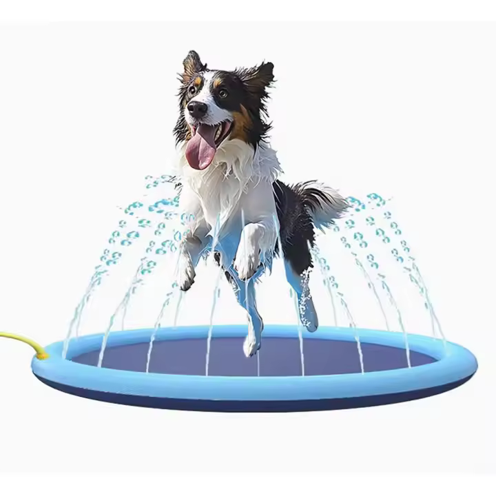 Piscina para Mascotas con Rociadores - 100 cm Piscina de Baño Material PVC Resistente Antideslizante y Fácil de Instalar Ideal para Perros - 1