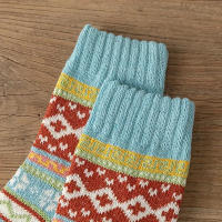 5 Pares De Calcetines De Punto Geométrico Para Mujer Diseño Retro De Bloques De Colores Calcetines Casuales De Otoño E Invierno Cómodos Y Suaves - details 6