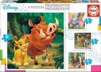Educa - Disney Animals Dumbo, Bambi, Lion King, el Libro de la Selva Conjunto de Puzzles Progresivos Educa 18104 - details 0