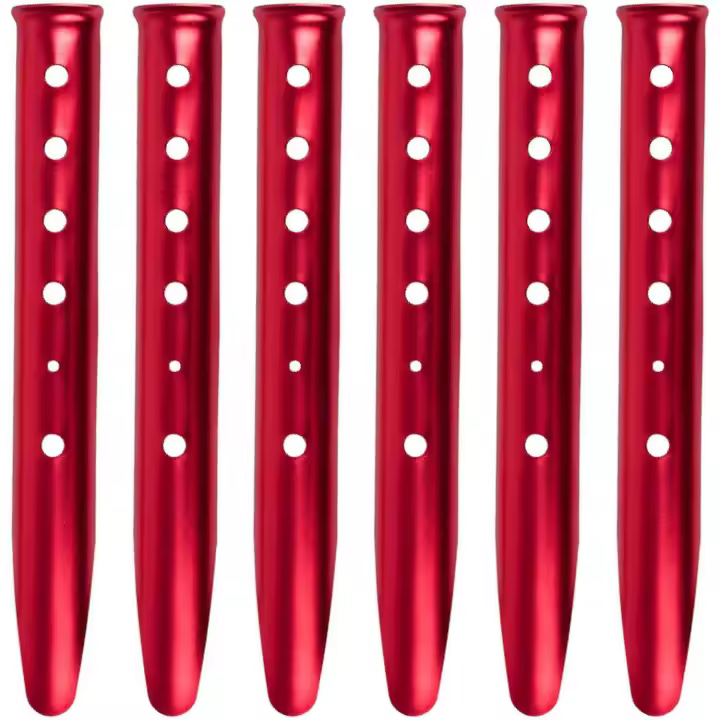 Estacas para tienda de campaña, para arena, playa, toldo, resistentes, anclajes al suelo, clavos de aluminio en forma de U, para camping, senderismo, mochilero, 6 unidades - 1