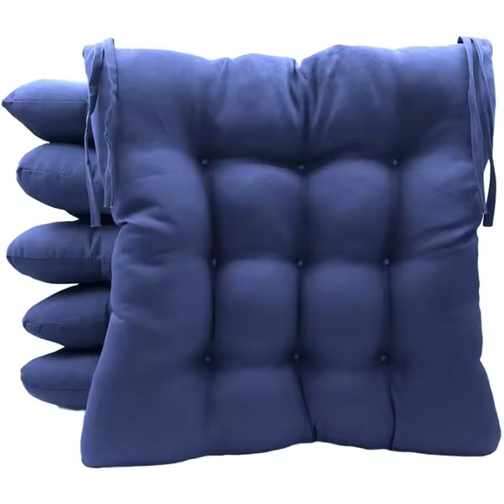 Pack 6 Cojines para Sillas de Terraza Funda 100% Loneta Lavable y Relleno de Fibra Hueca Siliconada Acolchada 40x40x5cm - 1