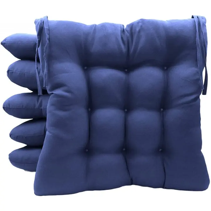 Pack 6 Cojines para Sillas de Terraza Funda 100% Loneta Lavable y Relleno de Fibra Hueca Siliconada Acolchada 40x40x5cm - 1