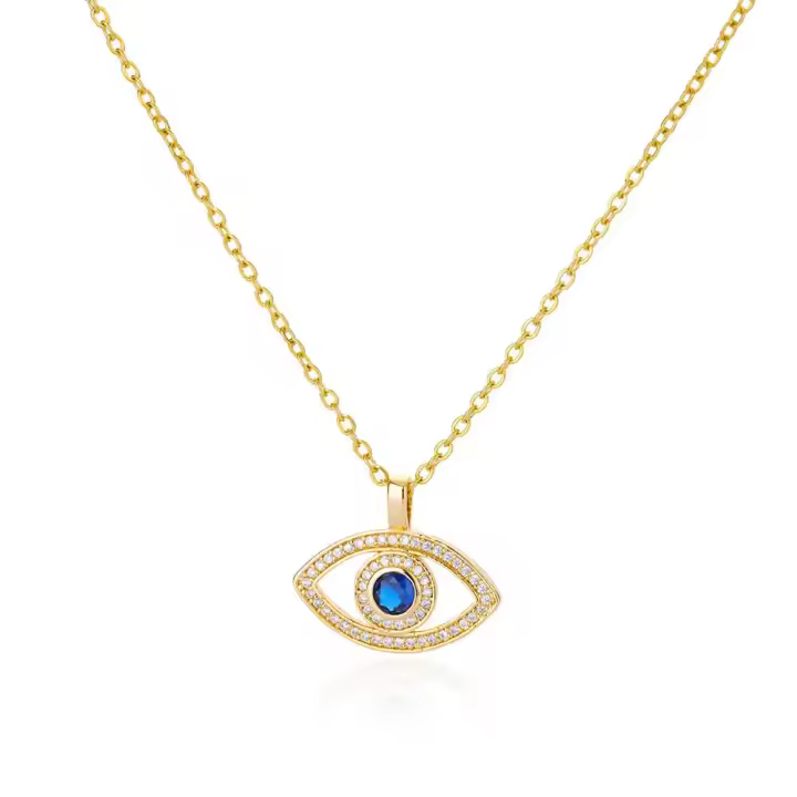 Collar de ojo maléfico Zirconia para mujer Arce color inoxidable oro joyería estética turca tendencia 2024 regalo afortunado - 1