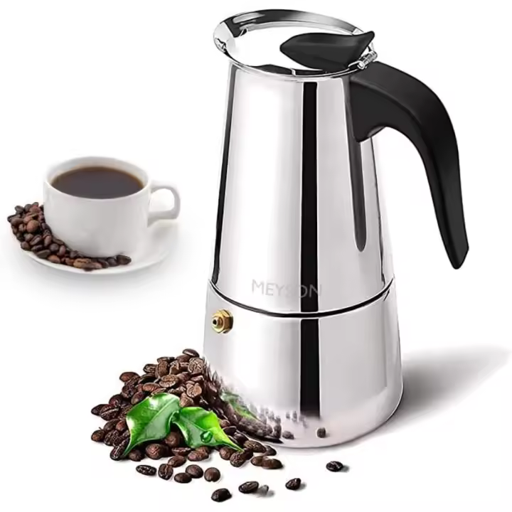 Cafetera Italiana Jonzzy en acero inoxidable 6 tazas (300 ml) Cafetera Italiana inducción para espresso. Compatible con gas, vitrocerámica e inducción. Uso doméstico y oficina. Cafetera Moka. - 1