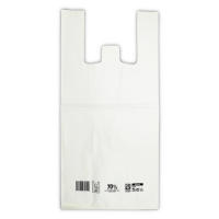 Bolsa de asa camiseta blanca, 1kg, distintas medidas, bolsa de plástico 70% reciclado, galga 200, 50micras, Bolsa camiseta para mercados, tiendas, comidas para llevar. - details 0