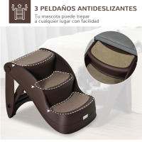 PawHut Escalera para Perros de 3 Peldaños Plegable Escalón de Plástica para Mascotas con Alfombras Antideslizantes para Cama Sofá Carga 15 kg 49x38x38 cm - details 3
