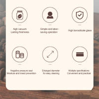 Jars De Almacenamiento De Alimentos De Vidrio Transparente Para Café Molido Y Granos Sellado a Vacío Antihumedad Y Extracción De Aire Contenedor Airtight Para El Hogar - details 1