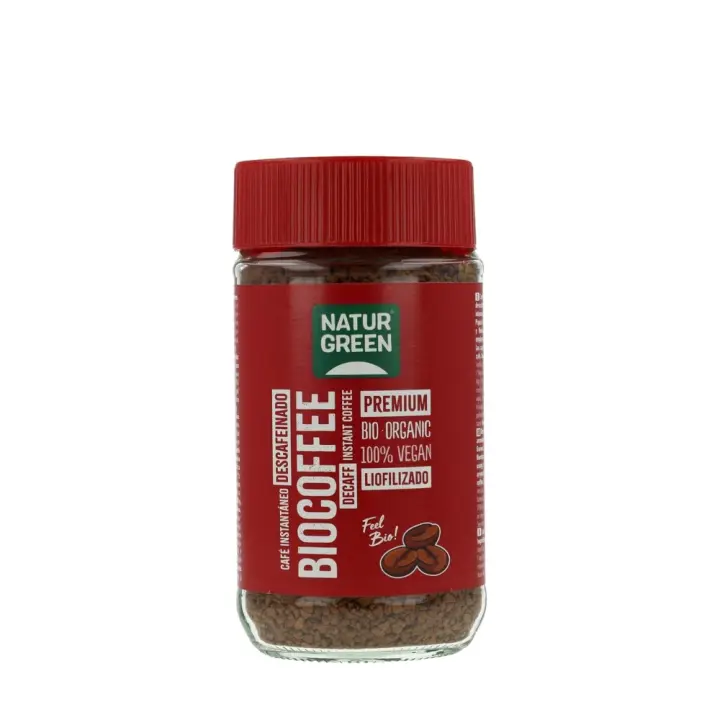 Biocafé Descafeinado Instantáneo Bio | 100g | Café soluble ecológico sin cafeína | Sabor suave y natural para cualquier momento del día | NATURGREEN - 1
