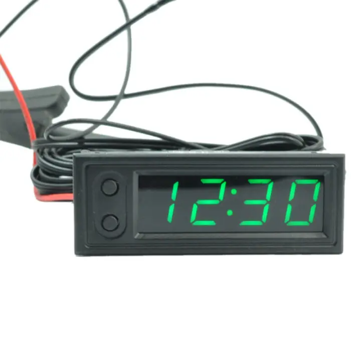 Medidor De Voltaje Y Temperatura Para Vehículo 3 En 1 Panel De Medidor Digital LED Rojo/Azul Verde 12V Para Coche Electromóvil Y Motocicleta Con Reloj - 1