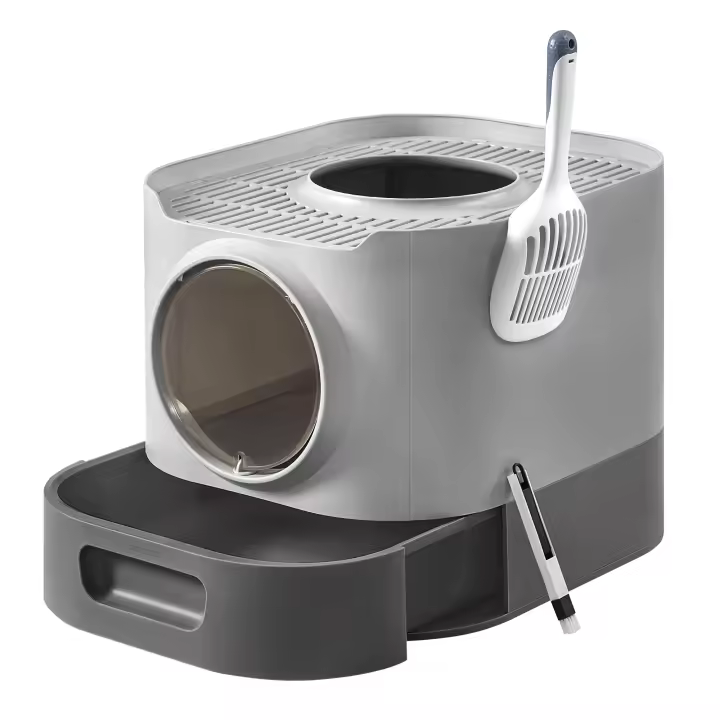 Feandrea Arenero Cerrado para Gatos, Caja de Arena para Gatos XXL, con Tapa, Bandeja Extraíble, Recogedor, Cepillo, Gatos Grandes, Menos Rastro, Antipérdida, Gris Paloma y Gris Pizarra /Avena y Gris Cálido - 1