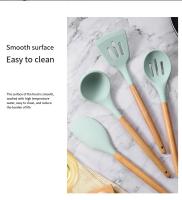 Juego De 12 Piezas De Utensilios De Cocina Ecológicos Con Mango De Madera Y Silicona No Adherente Resistentes Al Calor Espátula Y Cuchara Para Sartén - details 3