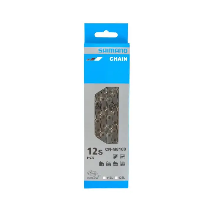SHIMANO | Cadena DEORE XT M8100 12v 126 Eslabones - Parta cada aventurero que monta una MTB, en cada salida a la aventura, ya sea en subida o descenso, acelerando o frenando, sobre grava, en terreno - 1