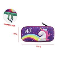 STELAM Estuche Morado con Diseño de Búhos Muy Lindo en 3D - 22cm x 10cm con cierres de Doble Cremallera, Ideal para Estudiantes y Niños, 6 modelos Diferentes - details 2