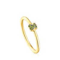Anillo de Plata Bañado 18K gold with Diseño de Oso-Artesanía Mexicana-Verde Esmeralda - details 0