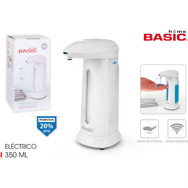 BASIC HOME  DISPENSADOR JABÓN ELÉCTRICO 350ML - Dispensador Jabón Eléctrico Práctico y Moderno - Dispensador Jabón Eléctrico Automático - Dispensador Jabón Eléctrico con Sensor de Movimiento - Dispensador Jabón Eléctrico para Higiene sin Esfuerzo - 1