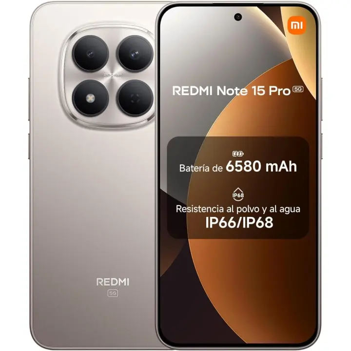 XIAOMI REDMI Note 15 Pro 5G 8GB+256GB - Pantalla de 6,83" 1.5K AMOLED, MediaTek Dimensity 7400-Ultra, cámara de 200MP, batería de 6580 mAh, Cargador no Incluido - 1