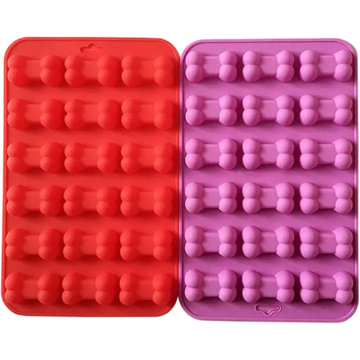 Molde de silicona para galletas de perro Diseño reutilizable para galletas de perro, cubos de hielo, molde de caramelo chocolate, molde de Praliné, rojo, violeta - 1
