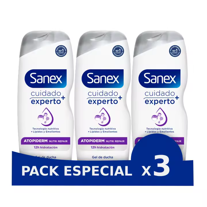 Gel de Ducha Sanex Cuidado Experto + Atopiderm Nutri Repair 600 ml - 1