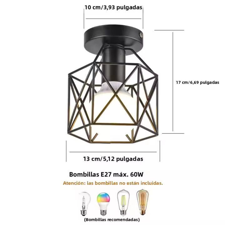 Luz De Techo Creativa Y Retro En Estilo Industrial Sin Bombilla Para Pasillo Cocina Fachada Restaurante Escalera Material De Hierro - 1