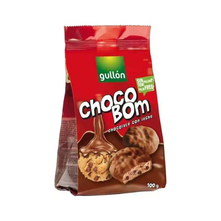 Galletas Gullón Chocobom 100 gramos - galleta con pepitas de chocolate bañada con chocolate con leche - Estuche de 12 paquetes - 1