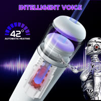 HESEKS Juguetes Para Adultos Para Hombres Doble Automático Telescópico Con Voz Y Calor Vagina Silicón Función Eléctrica - details 10