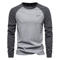 Camiseta AIOPESON Para Hombres Algodón 100% Manga Larga Cuello Redondo Casual Primavera Tees De Diseñador Ropa Masculina - details 5