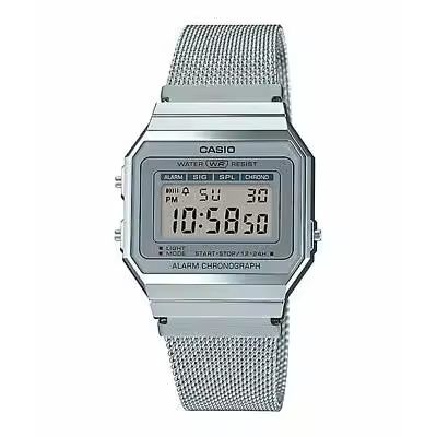 Casio A700WM-7A Reloj Digital Retro Unisex, Diseño Ultrafino, Correa de Malla de Acero Inoxidable y Luz LED - 1