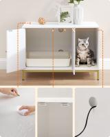 Armario para Gatos con Patas Altas - Elegante Mueble para Arena, 80x50x55 cm, Blanco y Dorado - details 5